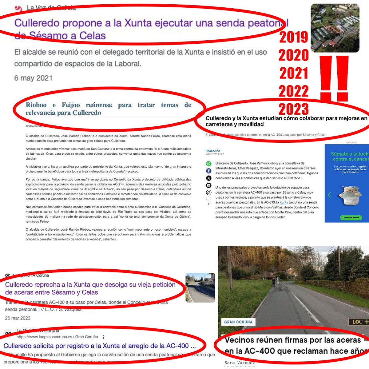 ❤️ Años llevamos solicitando a la Xunta la construcción de aceras en la AC-400 en Sésamo y Celas, con reuniones con delegados, conselleiras y el presidente. Mi apoyo a los vecinos en su recogida de firmas, espero que logremos la merecida actuación para nuestro Concello ‼️