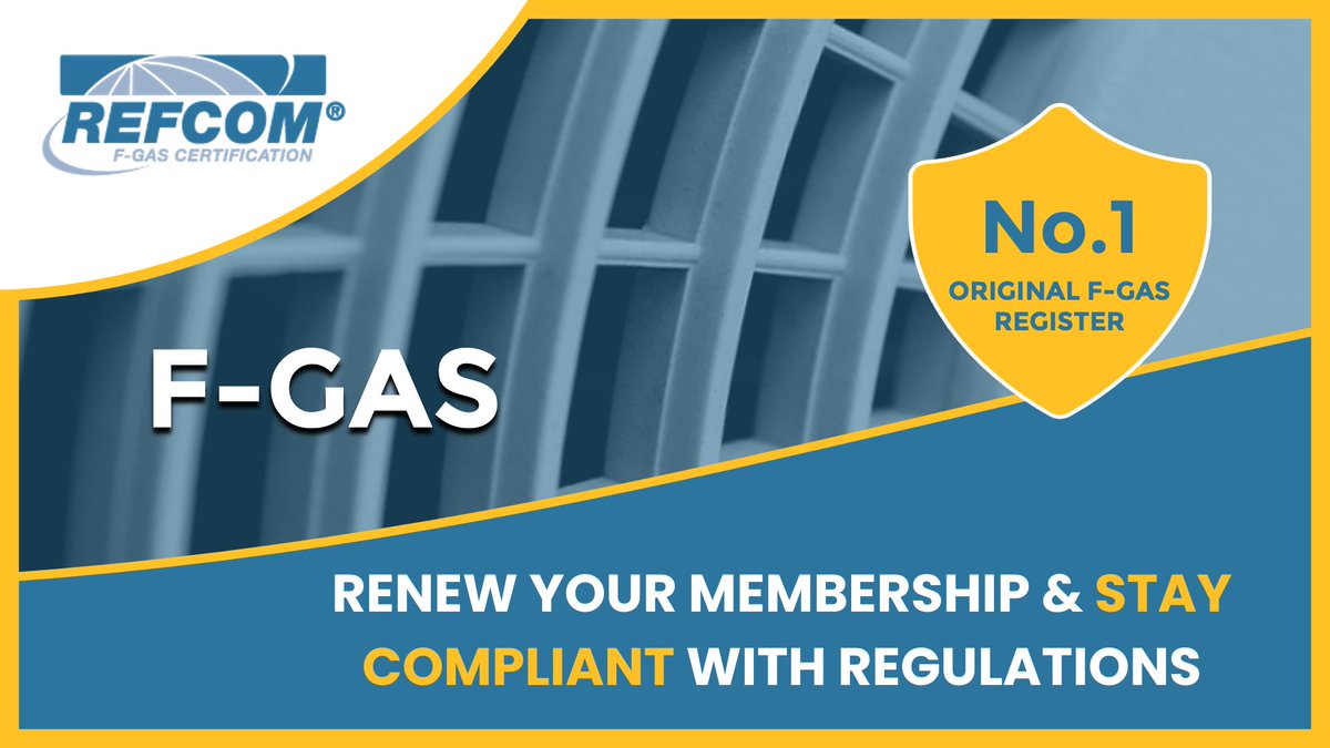 📅 Renew Your Membership: A friendly reminder should you need to renew your REFCOM membership. 

Stay compliant with F-Gas regulations. Renew online today! 🗓️ 👉 eu1.hubs.ly/H0hg3y20