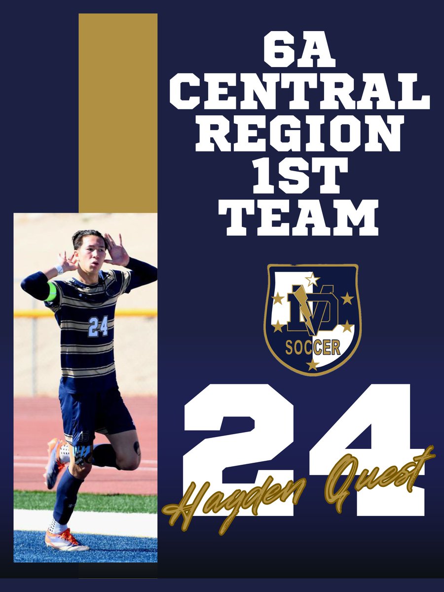 Desert Vista Men’s Soccer (@dvmensoccer) on Twitter photo Congrats to the 6A Central Defensive Player of the Year!
Hayden Quest
This is the second year Hayden has been named DPOY and 1st Team All Region.
<a href="/theDVway/">Desert Vista Athletics</a> <a href="/DVHS_TUHSD/">Desert Vista High School</a> <a href="/huffine_tuhsd/">David Huffine</a> <a href="/CoachElliott13/">Trent Elliott</a> Congrats to the 6A Central Defensive Player of the Year!
Hayden Quest
This is the second year Hayden has been named DPOY and 1st Team All Region.
<a href="/theDVway/">Desert Vista Athletics</a> <a href="/DVHS_TUHSD/">Desert Vista High School</a> <a href="/huffine_tuhsd/">David Huffine</a> <a href="/CoachElliott13/">Trent Elliott</a>