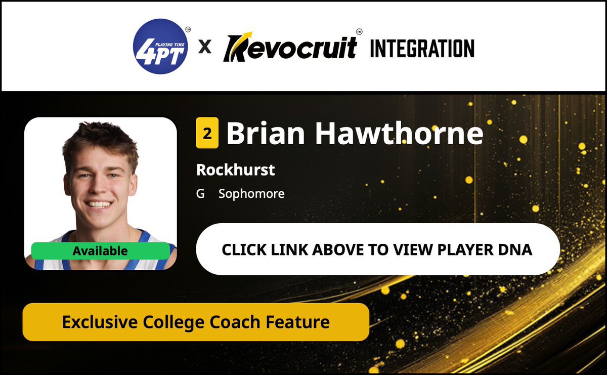 CBB Transfer Portal Spotlight

Brian Hawthorne
6'2" 175
Guard
Rockhurst 

2024-25 Stats (28 Games):
📊 15.1 PPG, 5.5 RPG, 4.4 APG, 45.0 FG%

Coach Exclusive Revocruit Player DNA:
🔗 applink.revocruitathlete.com/player/37171

#TP4PT #TransferPortal