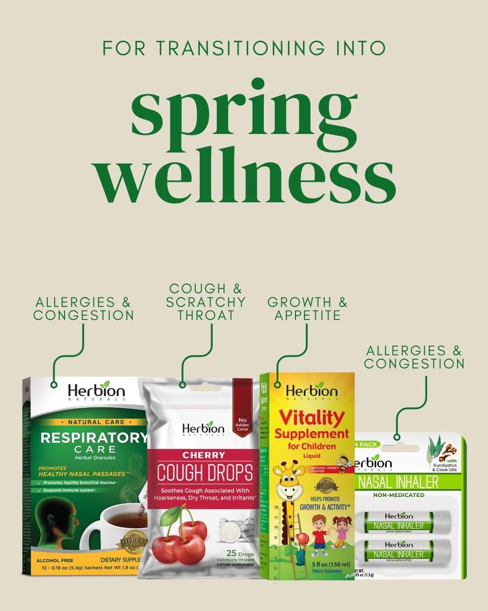 Herbion_US's tweet image. Spring into wellness with Herbion Naturals! 🌷✨ Transition smoothly into the season with our natural products. Everything you need to feel your best this spring! 🌿💚​

These statements have not been evaluated by the Food and Drug Administration. 

#SpringWellness #ColdandFlu