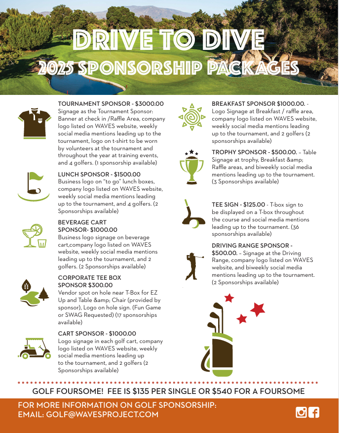 TheWAVESProject's tweet image. We have several fantastic sponsorship opportunities that not only support our veteran programs but also provide valuable exposure for your business or brand to a passionate community of golfers and veterans. Learn more at  wavesgolf.company.site  #everyone #charitygolf