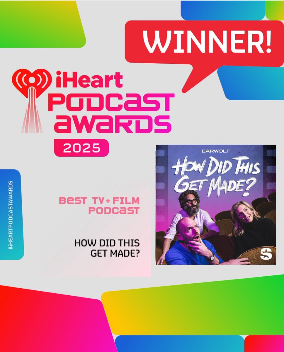 Incredible!  Thank you so much to everyone at @iheartradio for not only nominating us in such a stacked category but for also sending us home with this amazing award.  We are honored to be chosen as your winner for Best TV &amp; Film Podcast.