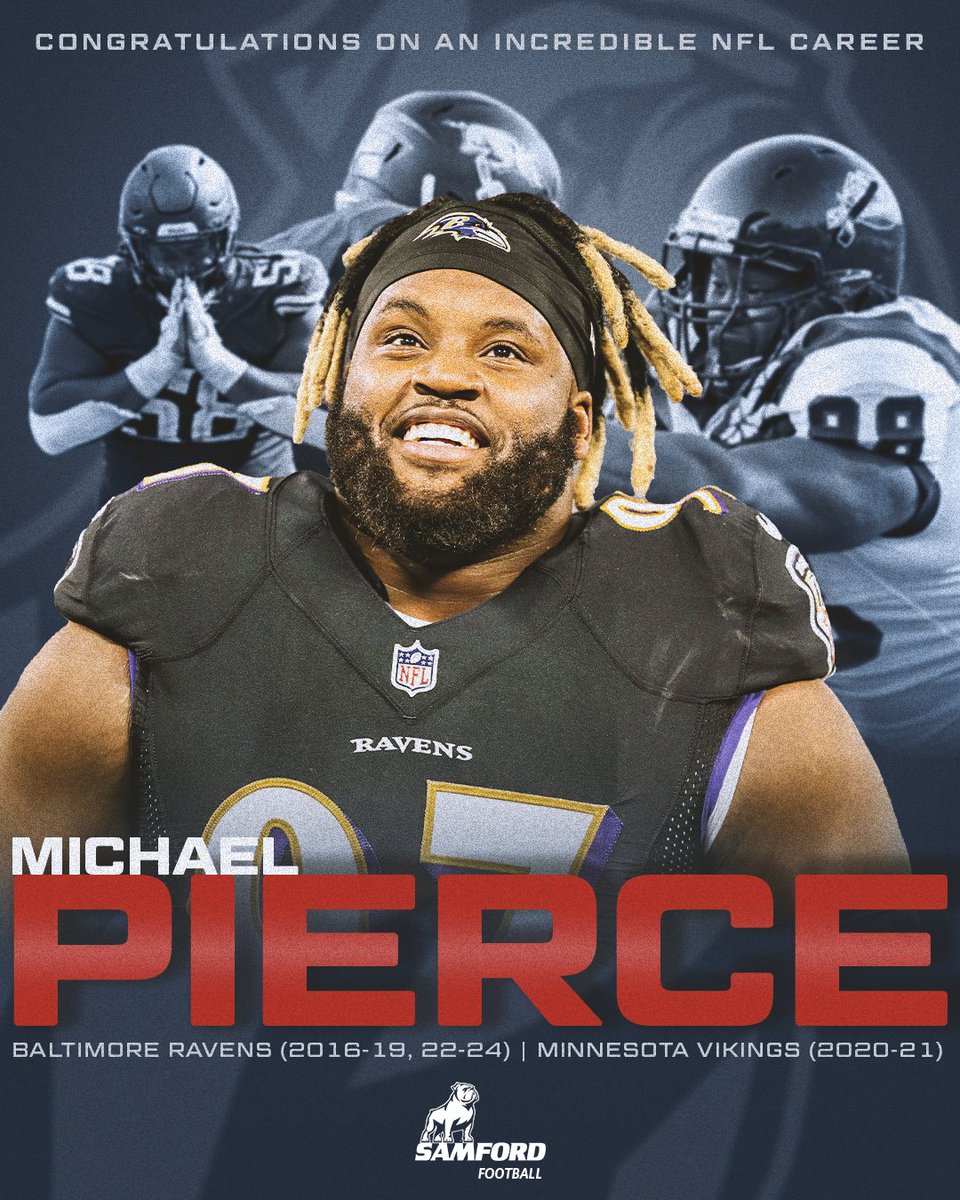 Congratulations Michael Pierce on an incredible NFL career‼️

#HatchAttack | #AllForSAMford