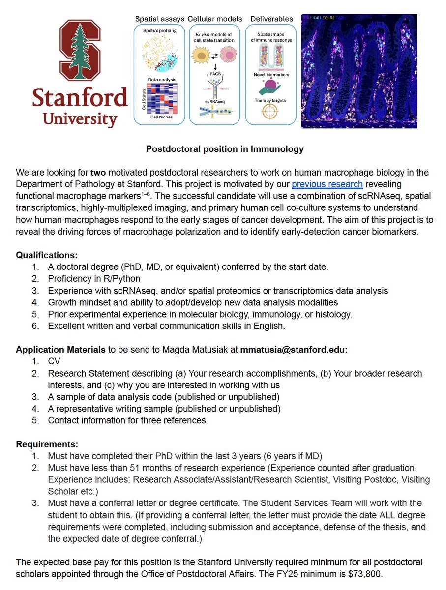 Magdalena Matusiak (@magdamatusiak) on Twitter photo ISO TWO #postdocs to work with me on human #macrophage spatial biology. #R01 <a href="/NIH/">NIH</a> funded! <a href="/Stanford/">Stanford University</a> <a href="/StanfordPath/">Stanford Pathology</a> using #scRNAseq, #SpatialTranscriptomics, and proteomics. Please RT! ISO TWO #postdocs to work with me on human #macrophage spatial biology. #R01 <a href="/NIH/">NIH</a> funded! <a href="/Stanford/">Stanford University</a> <a href="/StanfordPath/">Stanford Pathology</a> using #scRNAseq, #SpatialTranscriptomics, and proteomics. Please RT!