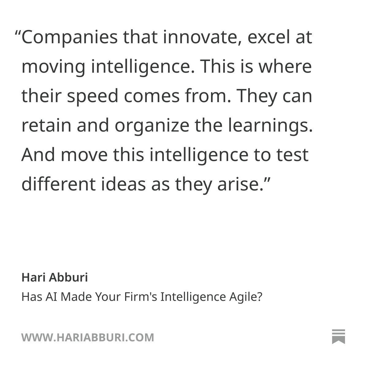 Has AI Made Your Firm's Intelligence Agile? :  buff.ly/RrnRvDf 

By augmenting decision-making, automating workflows, &amp; enabling real-time responsiveness, AI has transformed traditional business models into dynamic systems capable of navigating complexity with  precision.