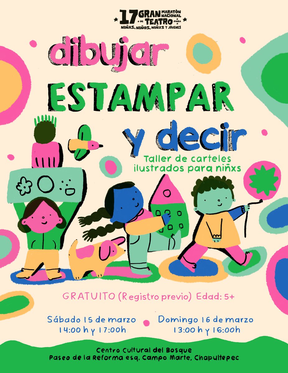 Este fin de semana impartiré este taller para niñxs de 5 años en adelante. Vengan con sus niñxs a dibujar y divertirnos! es gratiiiiis.
Centro Cultural del Bosque, Chapultepec.