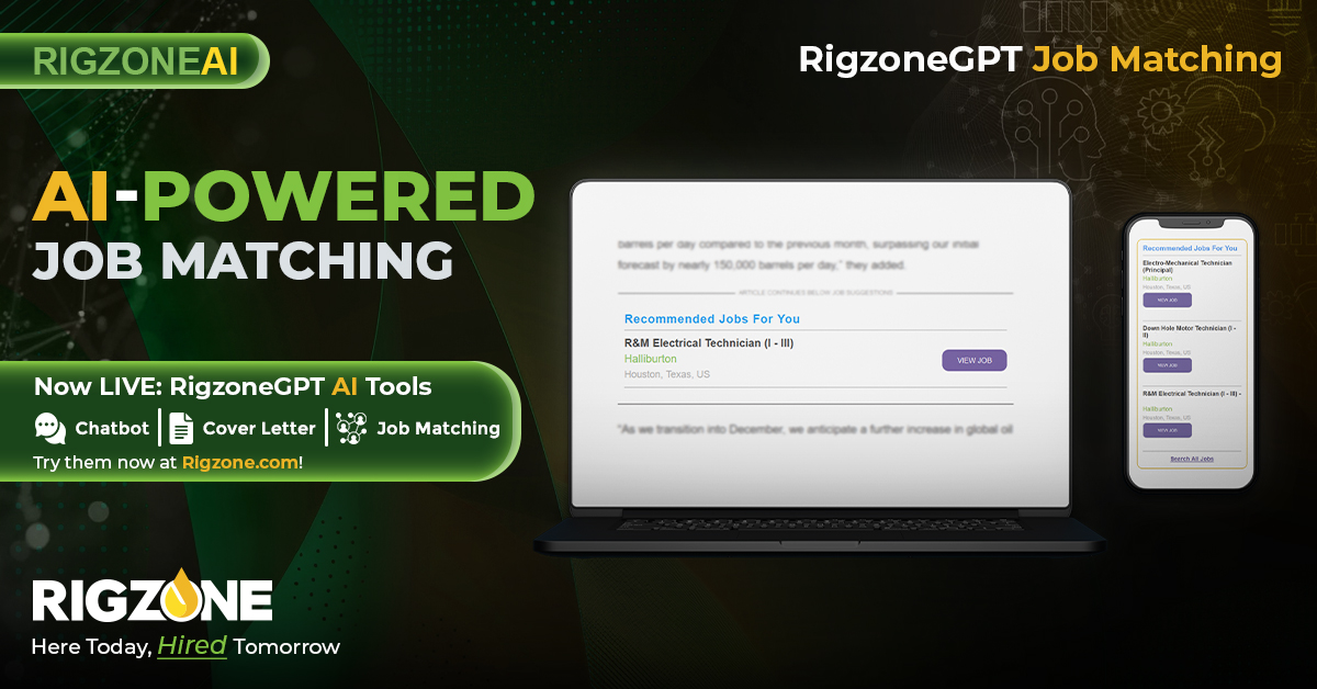 Rigzone's tweet image. 🚀 Smart Job Matches with AI! 

Let RigzoneGPT connect you with tailored opportunities in the oil &amp;amp; gas industry. 

📲 Discover more: rigzone.com/rigzonegpt/ 

#RigzoneGPT #EnergyJobs #CareerTech #AIJobs