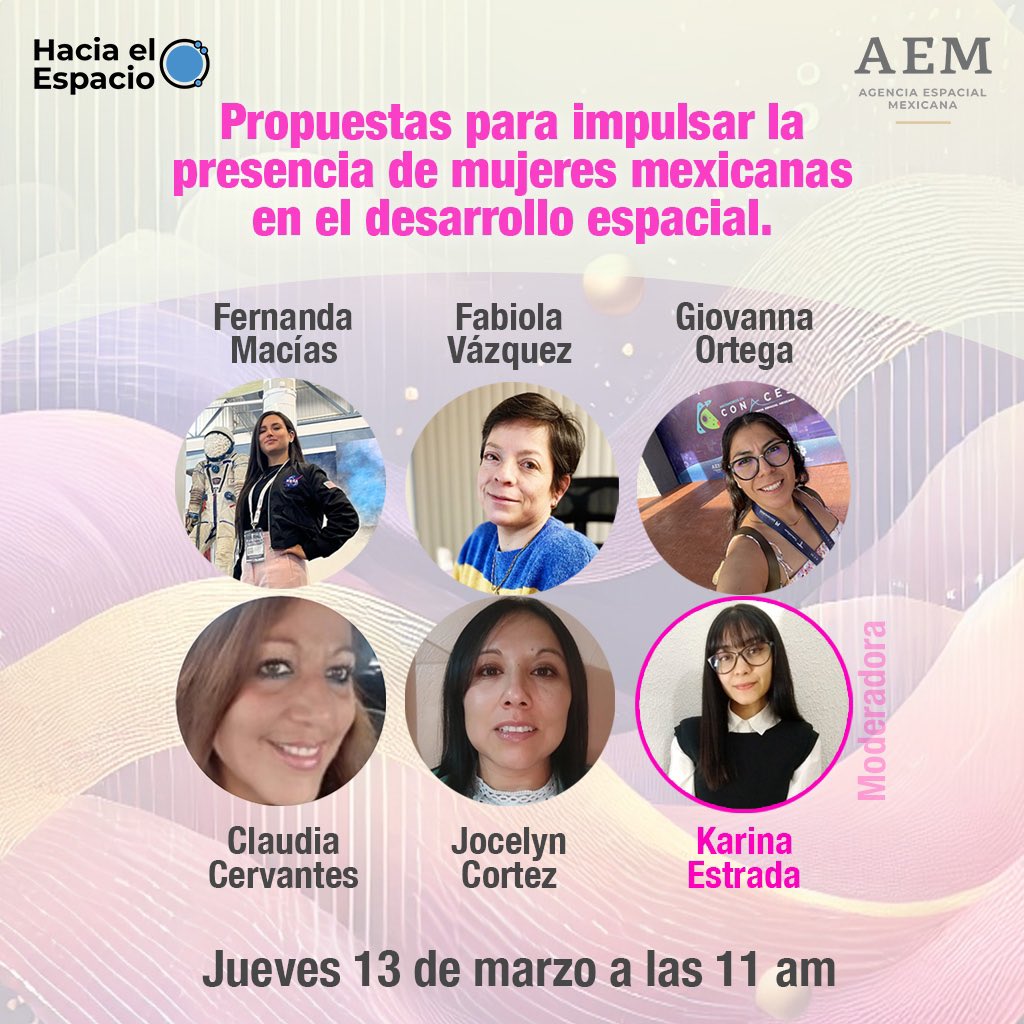 🚀✨ En el Día Internacional de la Mujer, acompáñanos en un panel especial donde compañeras de la AEM compartirán su experiencia y propuestas para impulsar la participación femenina en el sector espacial. 🛰️💡
📅 13 de marzo | ⏰ 11:00 am | En VIVO en el canal de Hacia el espacio