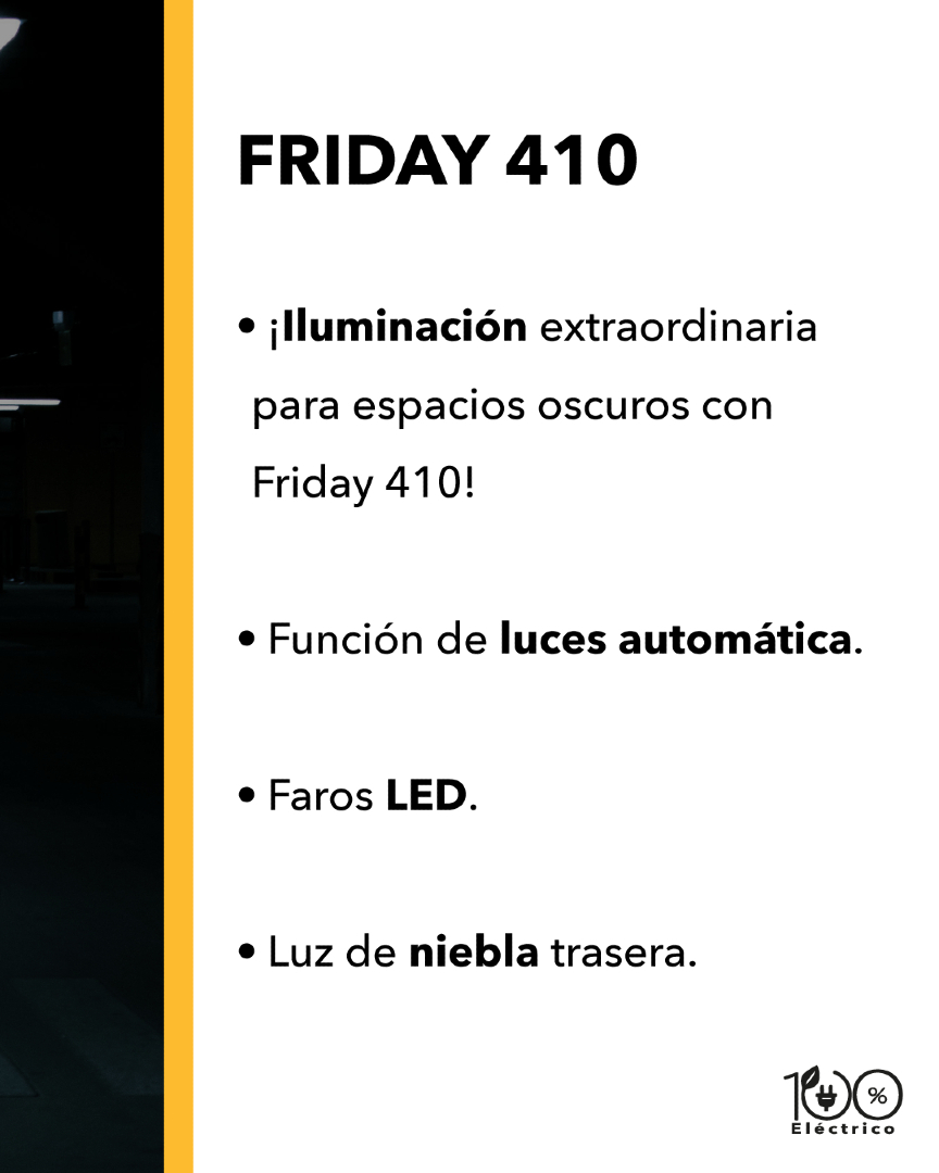 En espacios oscuros amarás la calidad de Friday 410. 🚗

Ya disponible en distribuidores.

#AutosEléctricosParaTodoMéxico #Friday410 #MuéveteEnEléctrico