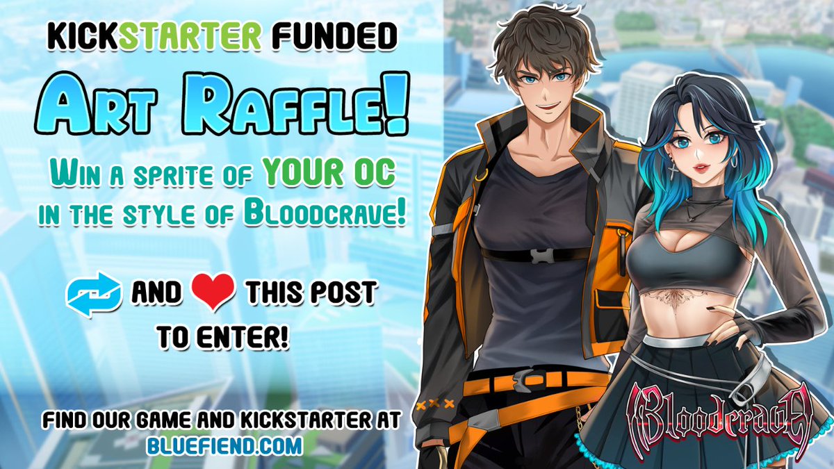 To celebrate Bloodcrave’s campaign getting funded, we’re hosting an art raffle! Have your OC drawn like one of the characters from Bloodcrave! To enter, follow us, like this post, and retweet!

The winner will be randomly selected and announced on the 31st of March.