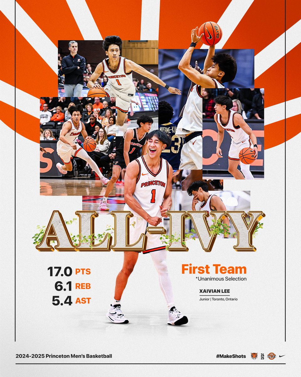Unanimous First Team All-Ivy League!

<a href="/xaivianlee/">xaivian</a> receives first team honors for the second time in his career!

🔗: tinyurl.com/2c96lxxc

#MakeShots 🐯🏀