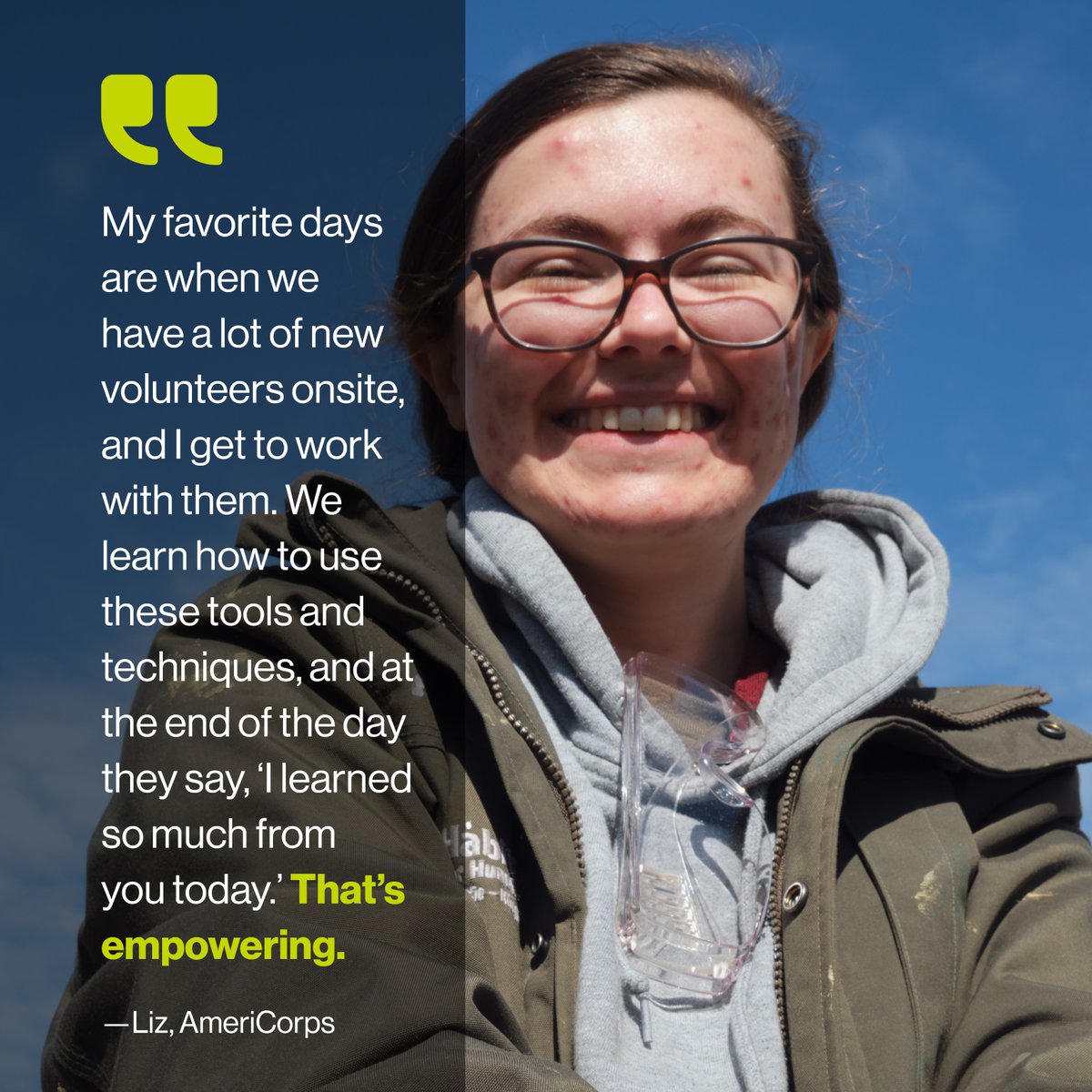 habitatskc's tweet photo. Liz, one of our incredible #AmeriCorps members, reflects on the empowerment she finds in teaching new volunteers, and watching them grow.

#AmeriCorpsWeek #EmpowermentInAction https://t.co/xkRQLJop2g