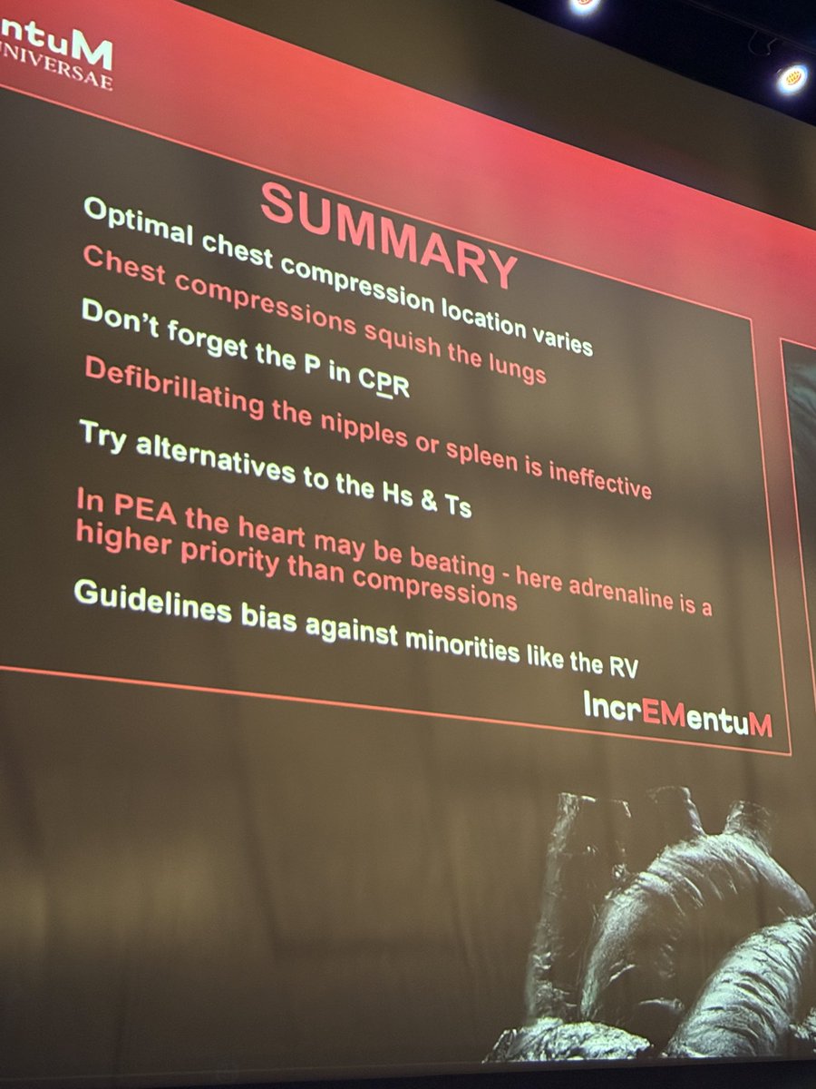 Manrique Umana McDermott (@umanamd) on Twitter photo Mental models in Cardiac Arrest resuscitation. Bind blown by <a href="/cliffreid/">Cliff Reid</a>
āCPR is not the treatment of cardiac arrestā
@Incrementum2025
#incrementum2025 Mental models in Cardiac Arrest resuscitation. Bind blown by <a href="/cliffreid/">Cliff Reid</a>
āCPR is not the treatment of cardiac arrestā
@Incrementum2025
#incrementum2025