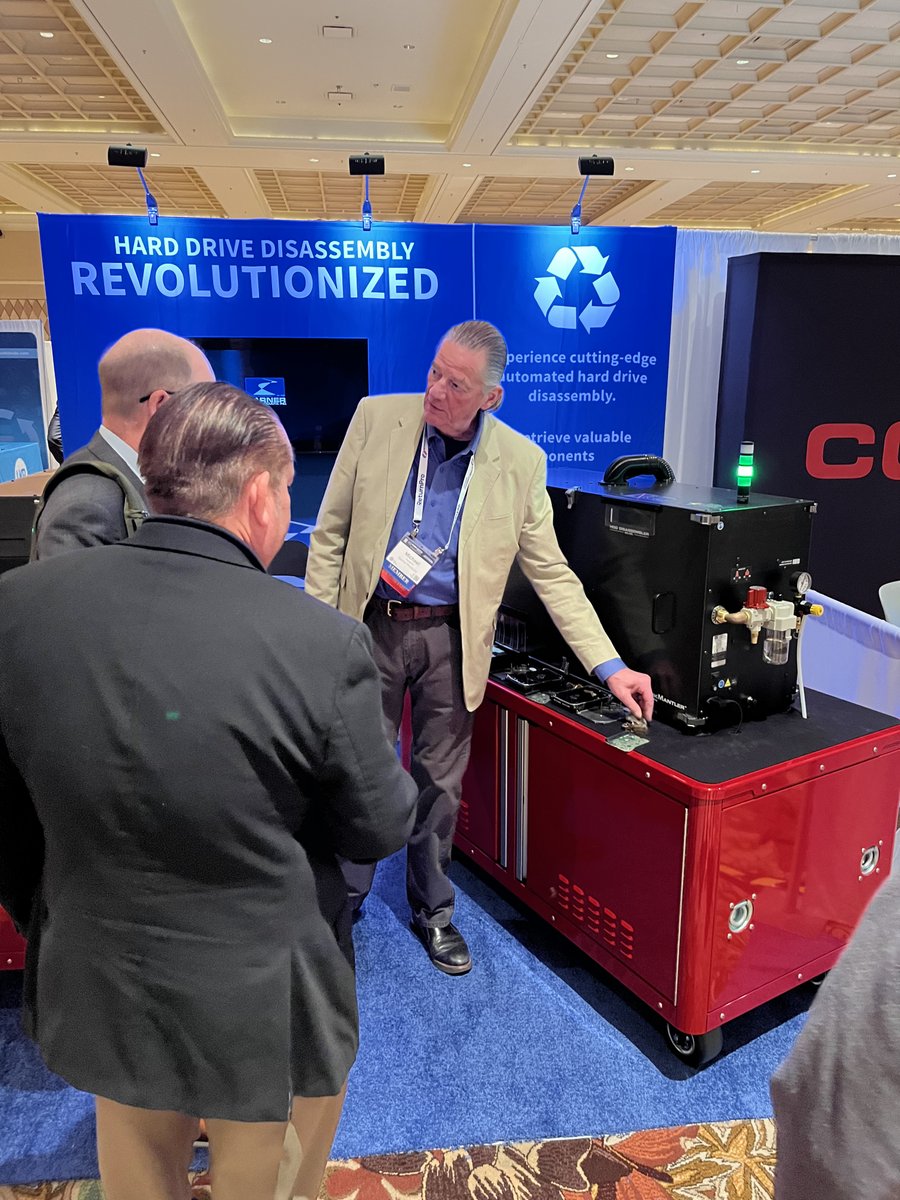 Live at #RLAVegas2025 – Booth 417! 🚀

See the #DiskMantler in action! Our live demos show how it disassembles hard drives in under 60 seconds using shock, harmonics &amp; vibration for efficient #recycling.

📍 Demos at 10:30 AM, 1:30 PM &amp; 3:00 PM today!