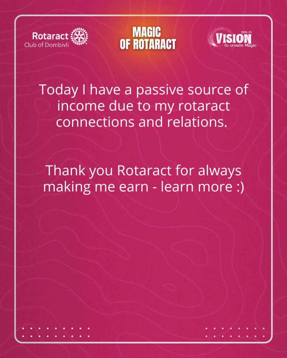 rcdombivli's tweet photo. Magic of Rotaract ✨ - Rotaract is a world full of wonders and with this initiative we wish to share some some heartwarming stories coming from Rotaractors ❤️

Episode 1 : Rotaract = Business 💰 

#worldrotaractweek #rcd 
#WRW2025 #Rotaract3142 #FlyHigh #paisaboltai https://t.co/ajkP0I3Z9l