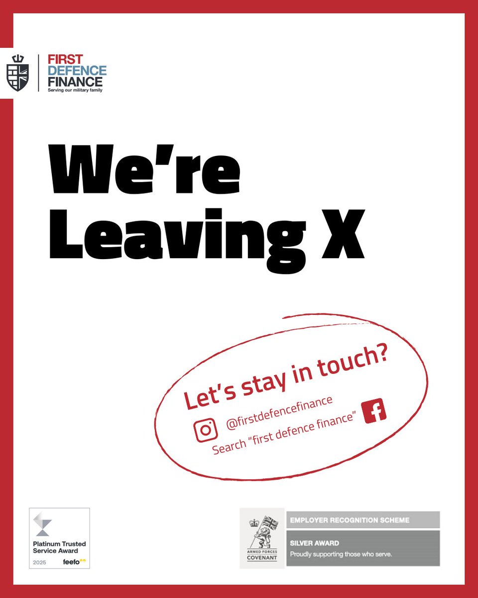FirstDefFin's tweet image. We’re officially signing off from X! 

Stay connected with us on our other socials for the latest updates!

firstdefencefinance.co.uk