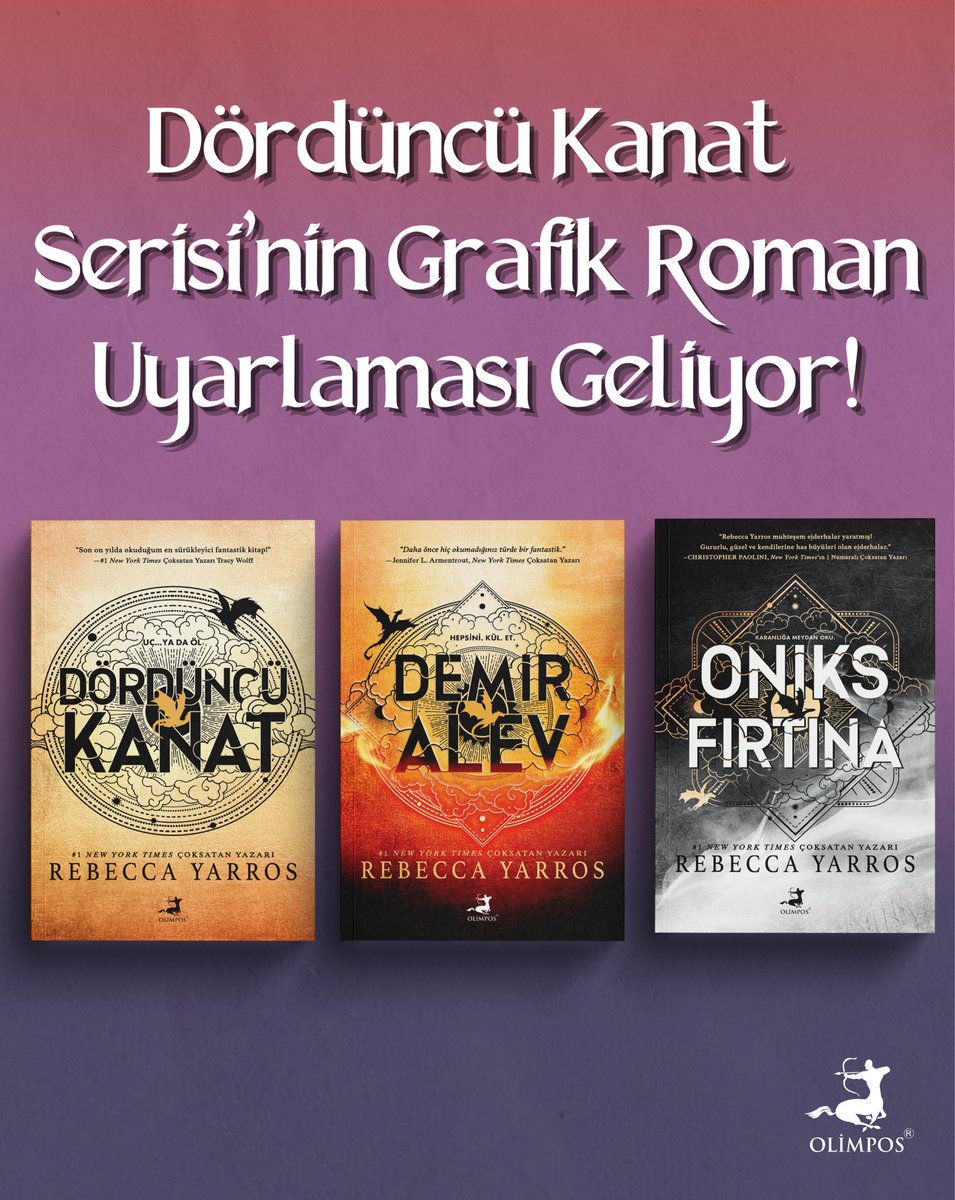 Romantasy türünün yükselen yıldızı Rebecca Yarros’un çoksatan Dördüncü Kanat serisinin altı ciltlik grafik roman uyarlaması geliyor! Grafik romanlar, şimdiye dek yayımlanmış üç kitap Dördüncü Kanat, Demir Alev ve Oniks Fırtına’yı kapsayacak. Yarros metni henüz isimleri