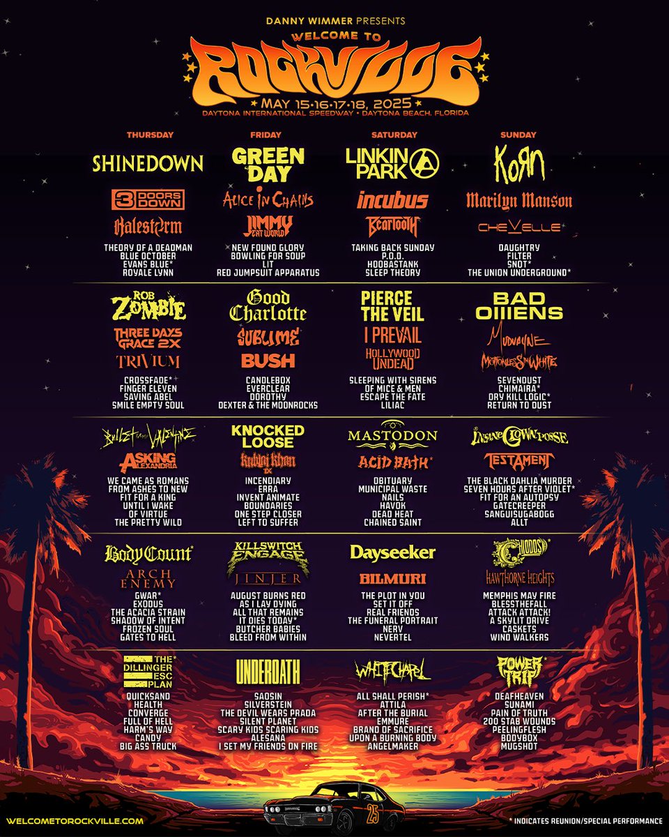Pierce The Veil (@piercetheveil) on Twitter photo We will be performing at <a href="/RockvilleFest/">Welcome To Rockville</a> on May 17, 2025. See you in Daytona Beach. Tickets at welcometorockville.com We will be performing at <a href="/RockvilleFest/">Welcome To Rockville</a> on May 17, 2025. See you in Daytona Beach. Tickets at welcometorockville.com