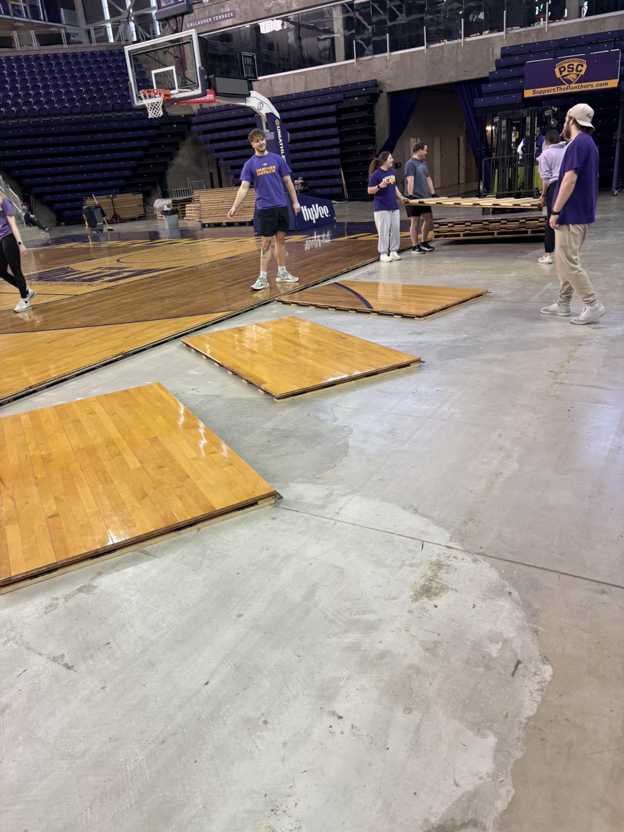 JerryWollmering's tweet image. Never a dull moment for @UNIAthletics facilities crew. New look coming when you see the floor next season! @ADMeganFranklin @jacob_wiedrich @Scott_Peace @BMess10