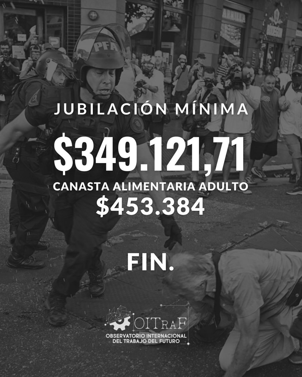 OITraF1's tweet photo. Con Milei las y los jubilados son INDIGENTES. 

FIN.

#jubilados #jubilaciones https://t.co/eUZ6u1tvxu