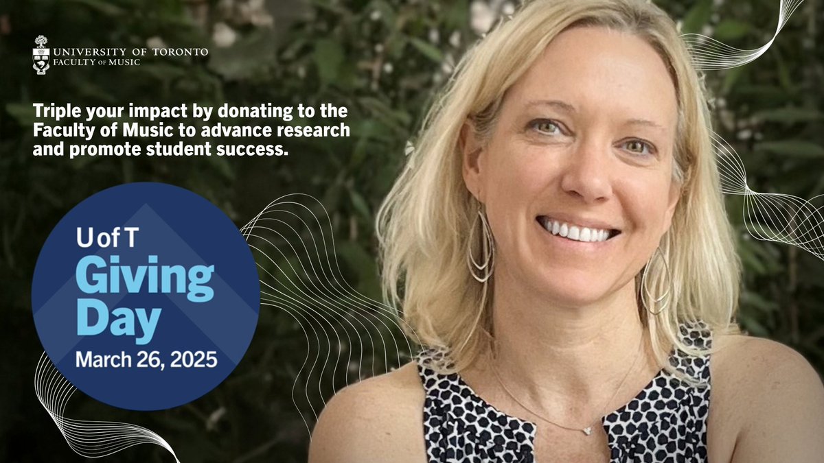 #UofTGivingDay is only two weeks away!

From now until midnight EDT on March 26, 2025, every dollar you donate to Music’s featured funds, up to $1,000, will be triple matched by Music and U of T, while matching funds last:

engage.utoronto.ca/site/SPageServ…