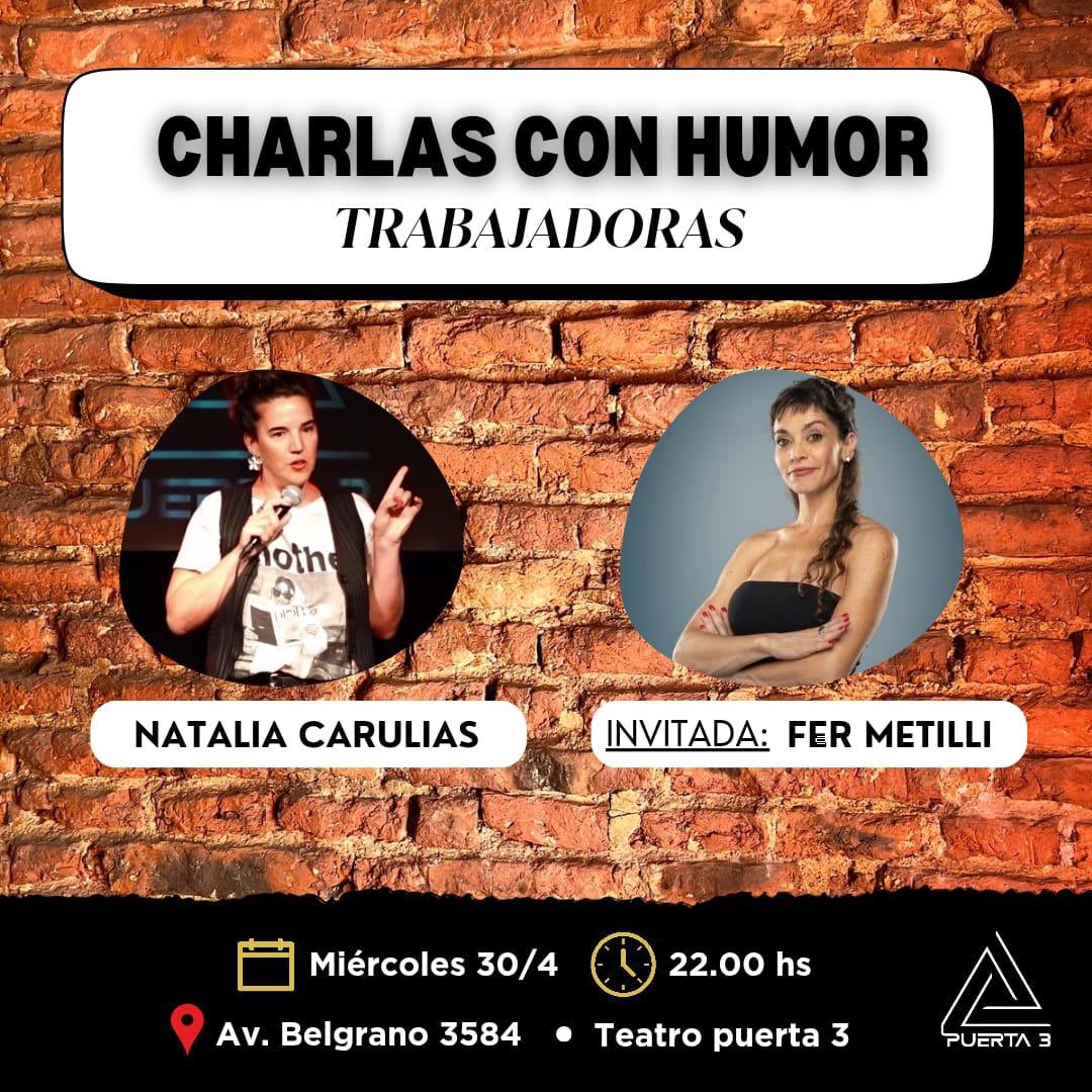 Se viene  “TRABAJADORAS”  un nuevo “CHARLAS con HUMOR” 
y como invitada viene mi amiga hermosa <a href="/fermetilli/">Fernanda Metilli</a>  
Te esperamos el 30 de abril a las 22hs en @teatropuerta3 .
Entradas (ya quedan pocas) en teatropuerta3.com (link en bio)
Nos vemos!!