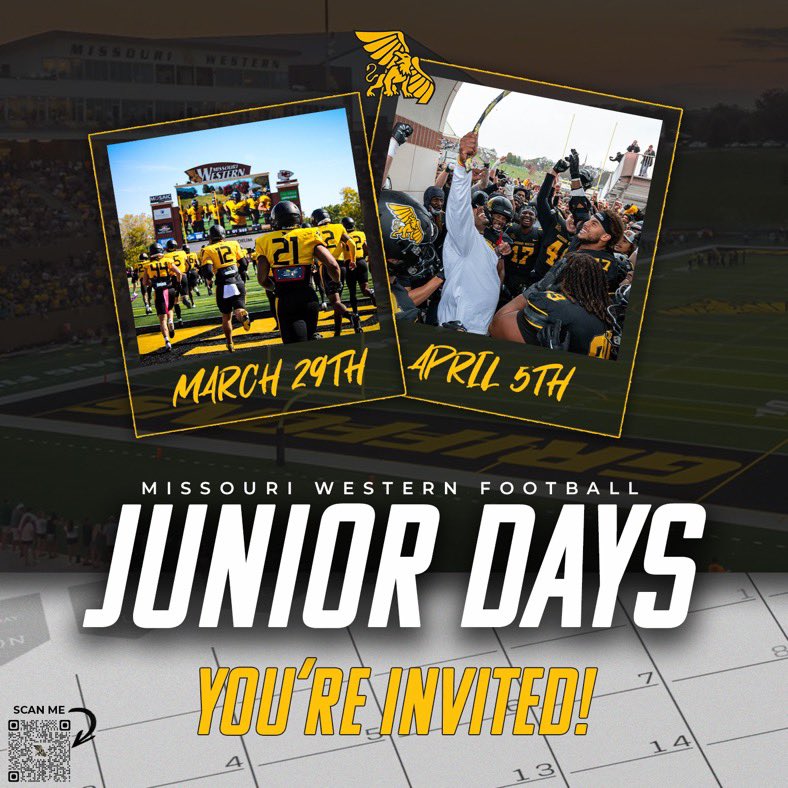 Thank you for the Jr day invite 
<a href="/CoachStLouis/">Patrick St. Louis</a> <a href="/MWSU_Football/">Missouri Western Football</a>