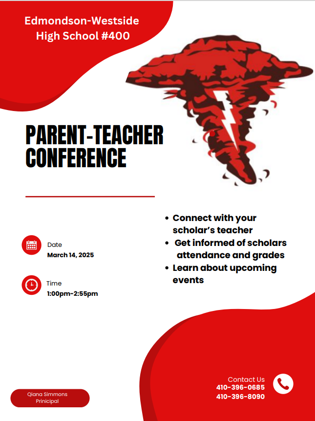 EWHS RED STORM! (@edmondsonhs) on Twitter photo REMINDER: This is a reminder that parent-teacher conferences will be held Friday, March 14, 2025 from 1:00pm-2:55pm. REMINDER: This is a reminder that parent-teacher conferences will be held Friday, March 14, 2025 from 1:00pm-2:55pm.