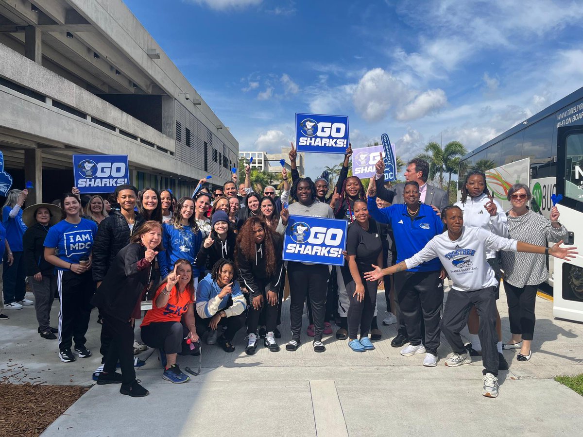 Thank you <a href="/MDCollege/">Miami Dade College</a>  staff for your enthusiastic support during a historic pep rally led by the President! Onward to the 2025 FCSAA State Championship Juco Tournament in Niceville, Fla, March 12th, at 2PM Watch the #Sharks live: team1sports.com/fcsaaLive updates <a href="/Region8Tourney/">Region 8 Basketball</a>