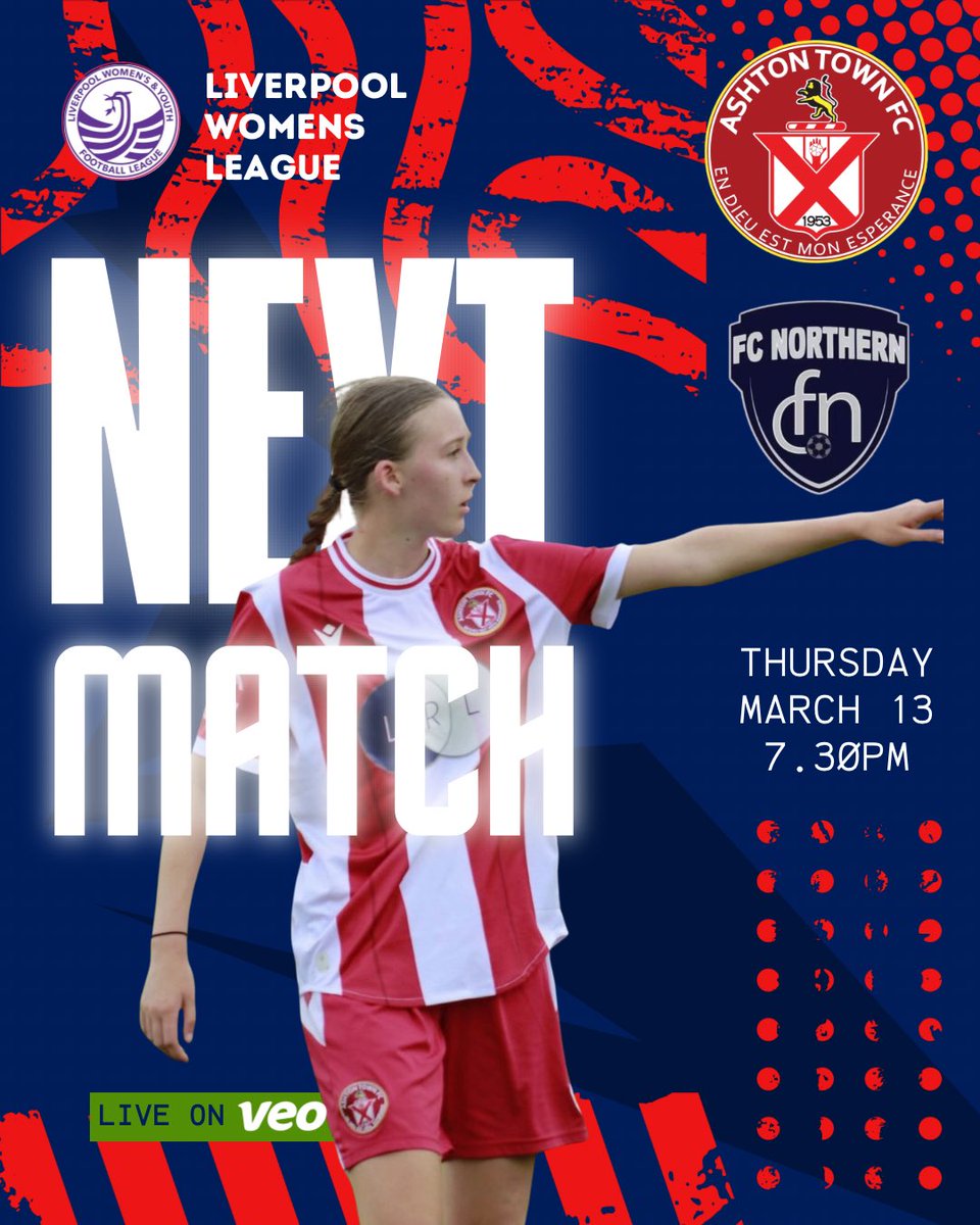 ashtonladies_'s tweet photo. Thursday night football under the lights!  💡 

Tomorrow, we welcome @FCNLadies to the Barton’s Group Stadium, WN4 8SL.🏟️ 

Just 3 @LiverpoolWYFL Prem league games left as the girls close in on Tier 6 promotion to @TheNWWRFL.

We’d love your support! 7.30pm KO.

#WeAreAshton ❤️🤍 https://t.co/XF2TWPDxZ7