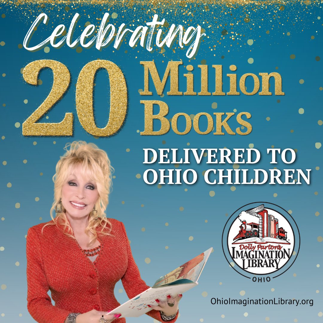 Dolly Parton's Imagination Library of Ohio (@imaginationohio) on Twitter photo 🎉20 MILLION <a href="/dollyslibrary/">Imagination Library</a> books mailed in Ohio 📫📗
Since beginning our statewide program in August 2019, <a href="/ImaginationOhio/">Dolly Parton's Imagination Library of Ohio</a> has mailed 20,680,284 high quality, age-appropriate books to children across the state! 🎉20 MILLION <a href="/dollyslibrary/">Imagination Library</a> books mailed in Ohio 📫📗
Since beginning our statewide program in August 2019, <a href="/ImaginationOhio/">Dolly Parton's Imagination Library of Ohio</a> has mailed 20,680,284 high quality, age-appropriate books to children across the state!