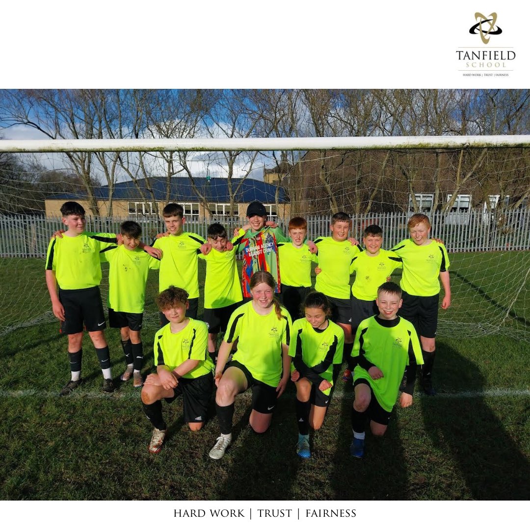 Congratulations to our Y8 football team who beat Durham Johnston 3-1 in the County Cup. Miss Jeffrey, Mr Chrostowski and Mr Parker were impressed with how hard the whole team worked from the first minute to the last to secure the win. Well done, everyone 👏🏻 ⚽️ 

#teamtanfield