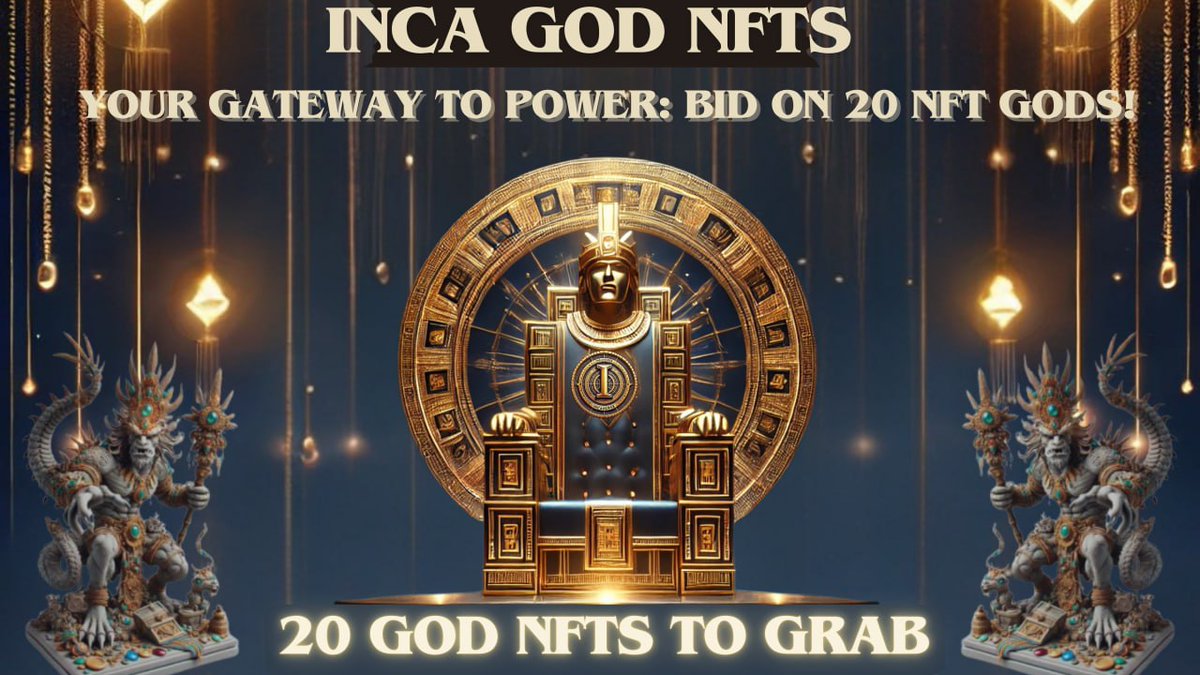 incaversegame's tweet photo. Get ready to bid on the INCA 20 NFT gods on Getgems!!!!!

Own an Inca Gods NFT
Get passive income, 
In-game dominance 
VIP access! 🎮💎

With 300% APY + governance rights, this is Web3’s ultimate power move! 

🔗  Join now to stay tuned- https://t.co/MxZu8tz37F

#IncaGods #NFTs #Bid #web3 #tap2earn