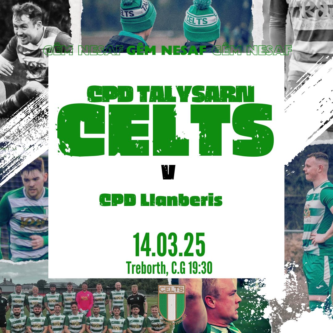 CPD Talysarn Celts (@celtscpd) on Twitter photo CELTS v <a href="/cpdllanberis/">CPD Llanberis FC</a>
Nos Wener byddwn yn croesawu Cpd Llanberis i Dreborth ar gyfer gêm yn y gynghrair.
Mae cyfle ar gael i gwmni neu unigolyn noddi’r gêm hon. Cysylltwch os oes gennych ddiddordeb. 💚🤍
Cic gyntaf - 19:30
📍 Caeau Chwarae Treborth.
#Celts 💚🤍 CELTS v <a href="/cpdllanberis/">CPD Llanberis FC</a>
Nos Wener byddwn yn croesawu Cpd Llanberis i Dreborth ar gyfer gêm yn y gynghrair.
Mae cyfle ar gael i gwmni neu unigolyn noddi’r gêm hon. Cysylltwch os oes gennych ddiddordeb. 💚🤍
Cic gyntaf - 19:30
📍 Caeau Chwarae Treborth.
#Celts 💚🤍