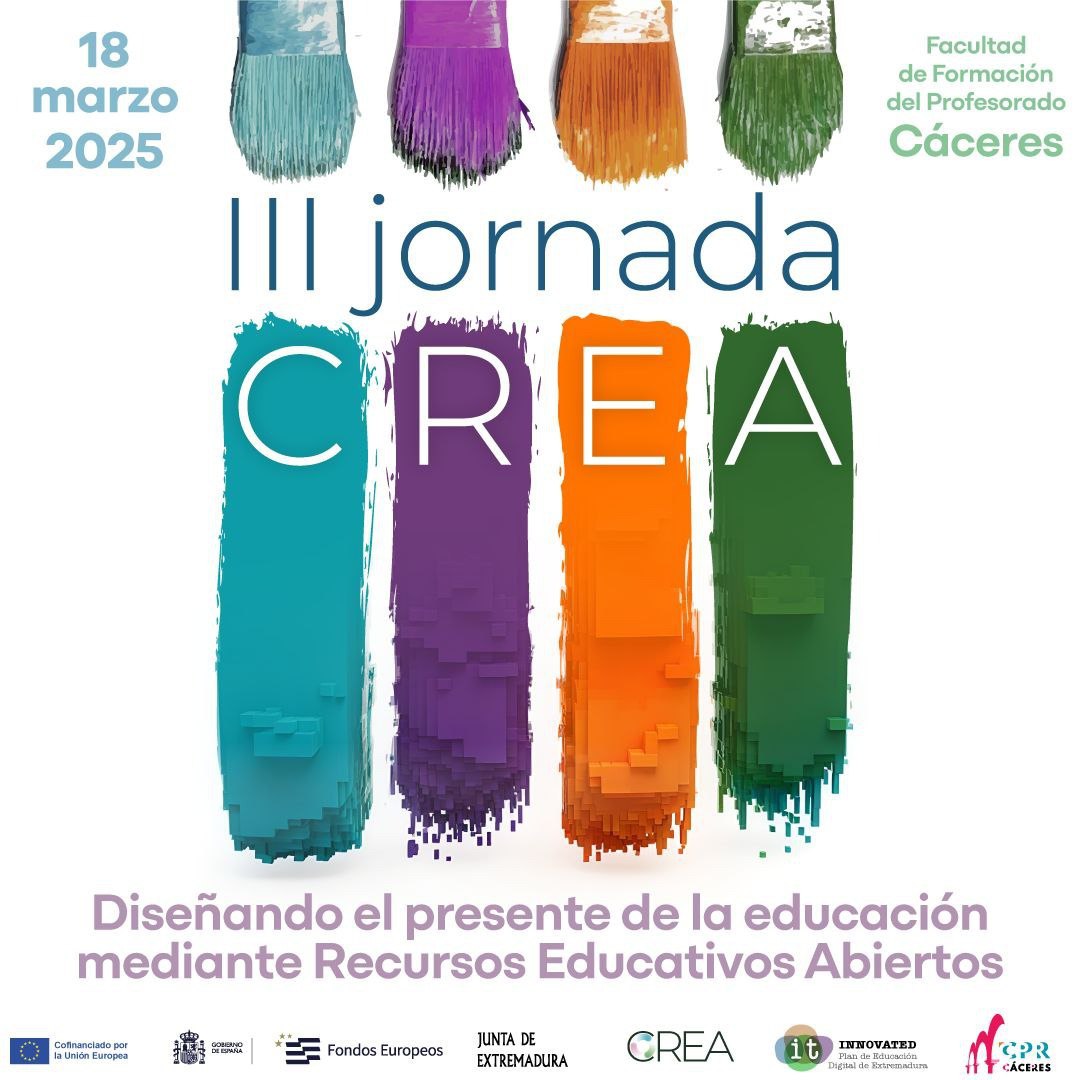 Calentando motores‼️
La III Jornada CREA ya asoma la patita.

👉🏽Momentos interesantes, de aprendizaje y colaborativos nos esperan para diseñar el presente de la educación mediante Recursos Educativos Abiertos.
👉🏽Toda la info en la web de la Jornada  

 🔗cutt.ly/VreB6xSs