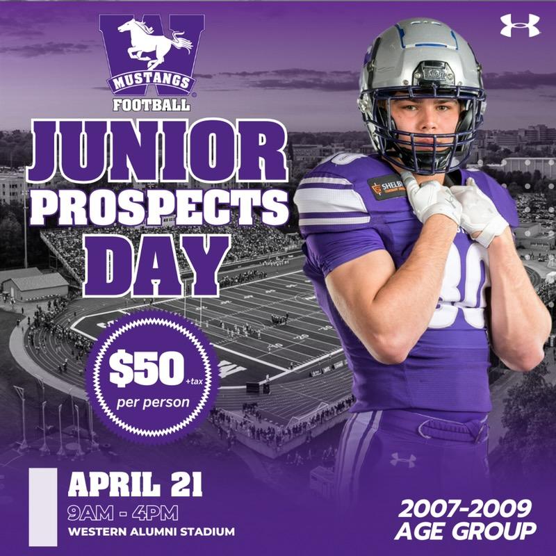This is a great opportunity for prospective recruits to come learn from the Mustang coaching staff and learn about the Western football program and school. Anyone interested in signing up, please fill out the link below and/or feel free to message me.

…mustangstickets.universitytickets.com/w/event.aspx?i…