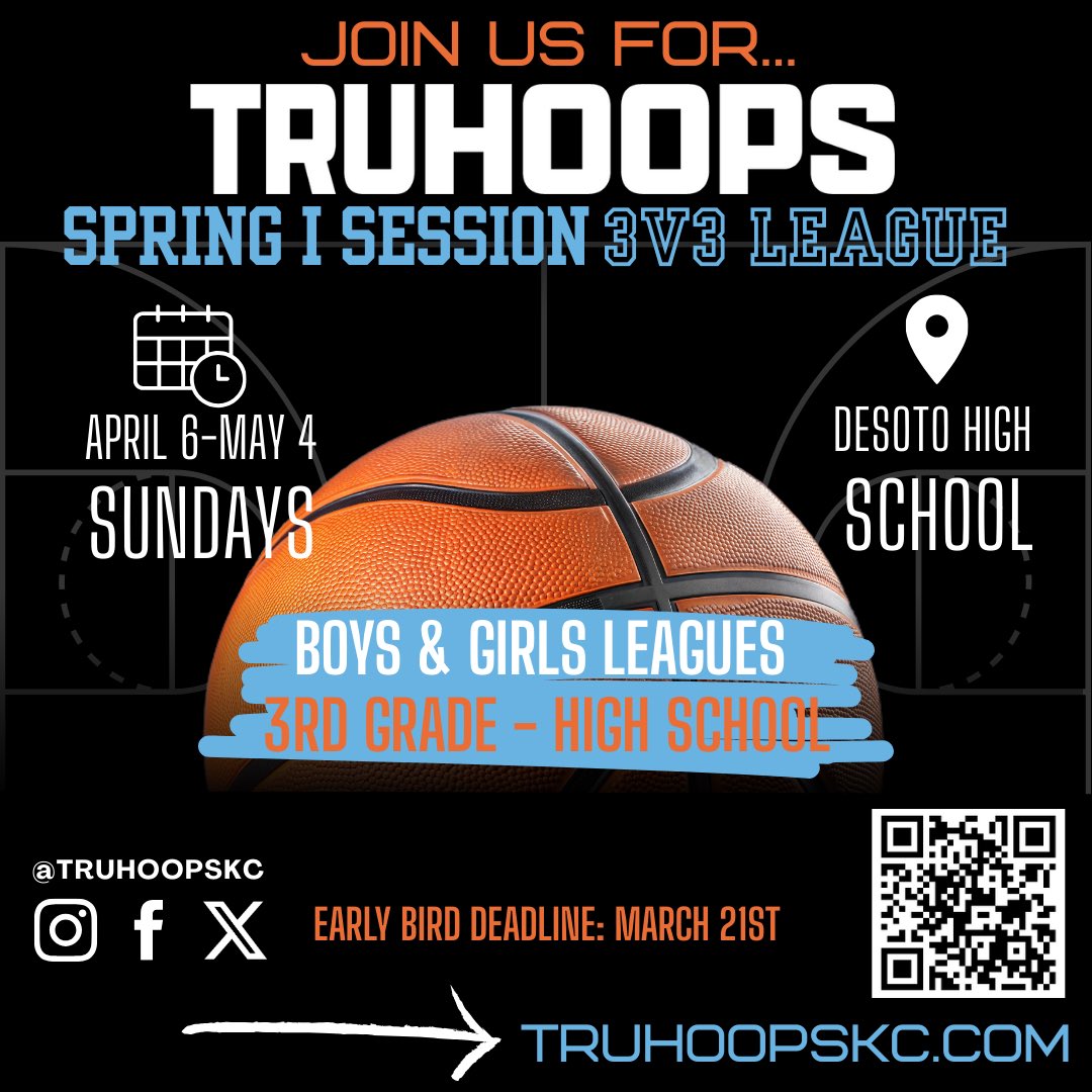 🚨🏀🚨🏀
It’s not too late! Get a couple friends and get registered for our 3v3 league! Early bird registration ends on March 21st!  Sign up today!! 
🚨🏀🚨🏀