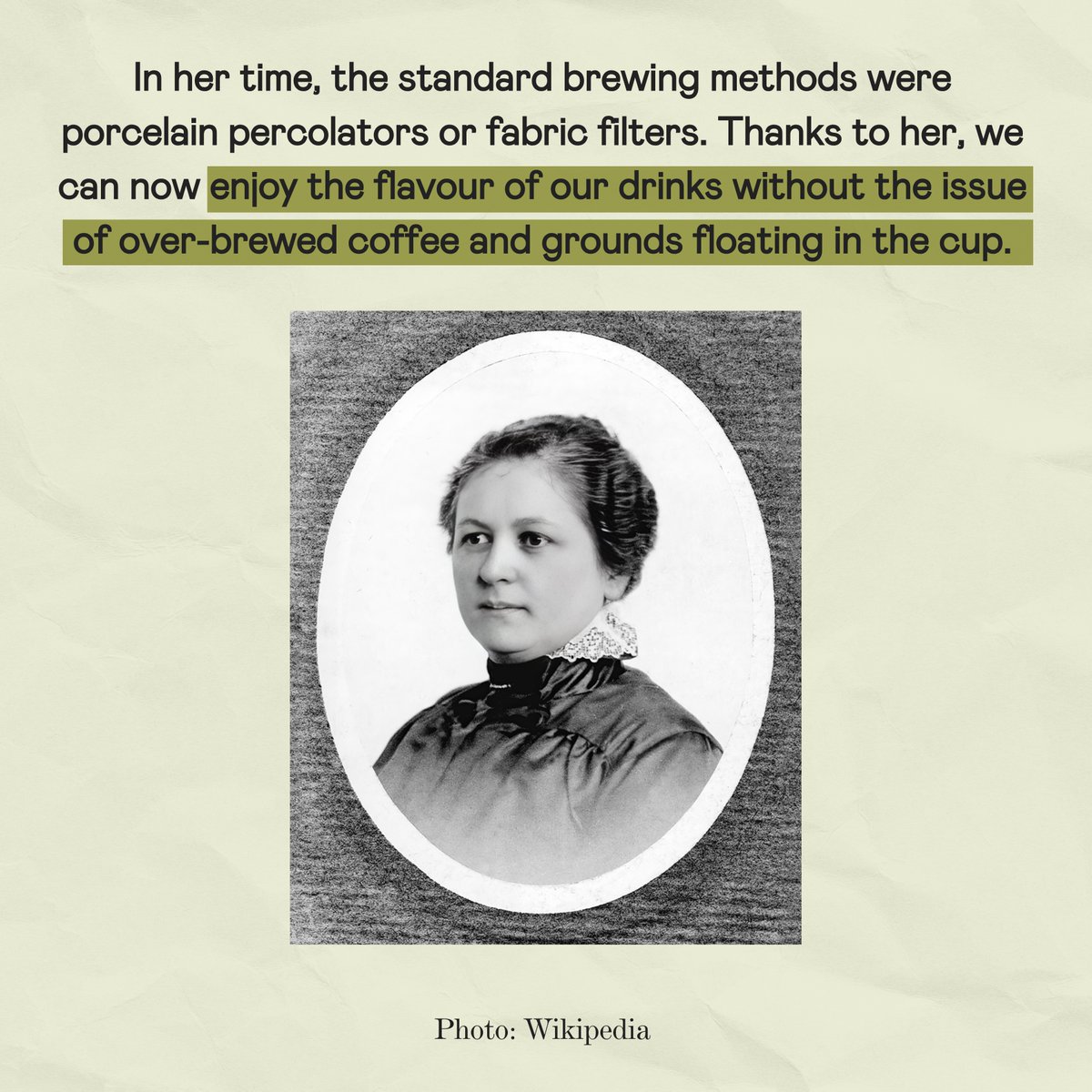 Honouring Melitta Bentz ☕💜

In 1908, Melitta Bentz changed coffee forever by inventing the first paper coffee filter—eliminating over-brewing and unwanted grounds. 

Today, we raise our cups to her and all the women who inspire, create, and lead. ☕✨