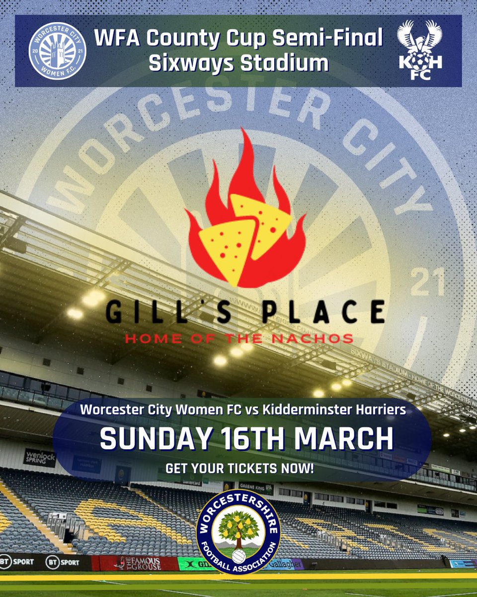 A special game calls for a special snack 😋🍽️

<a href="/Homeofthenachos/">Gill’s Place</a> is BACK for our game this Sunday against <a href="/harrierswomen/">Kidderminster Harriers Women</a> Women in the <a href="/WorcsFA/">Worcestershire FA ⚽</a> County Cup Semi-Final! 🏆

𝐆𝐄𝐓 𝐘𝐎𝐔𝐑 𝐓𝐈𝐂𝐊𝐄𝐓𝐒 𝐍𝐎𝐖!🎟️

wcwfc.co.uk/buy-tickets

#WCWFC #RISE #WorcestershireHour