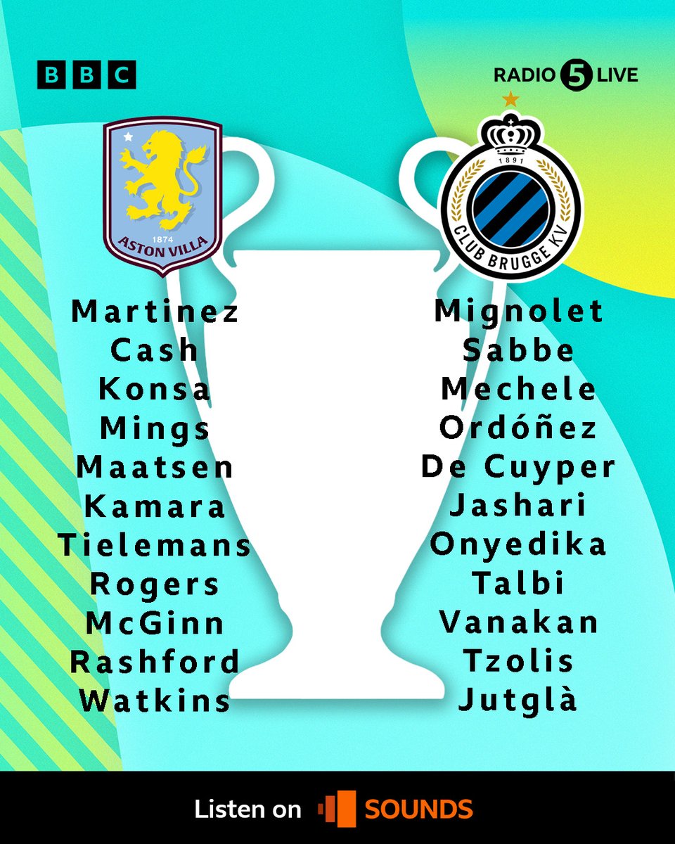 TEAM NEWS |

🟣Three changes for Aston Villa - Cash and Maatsen come in at fullback while Bailey drops to the bench in favour of the more defensive minded Kamara. 🔁

Meanwhile no changes for Club Brugge from the first leg.

📻bbc.co.uk/5live

#BBCFootball #UCL #VILCLU