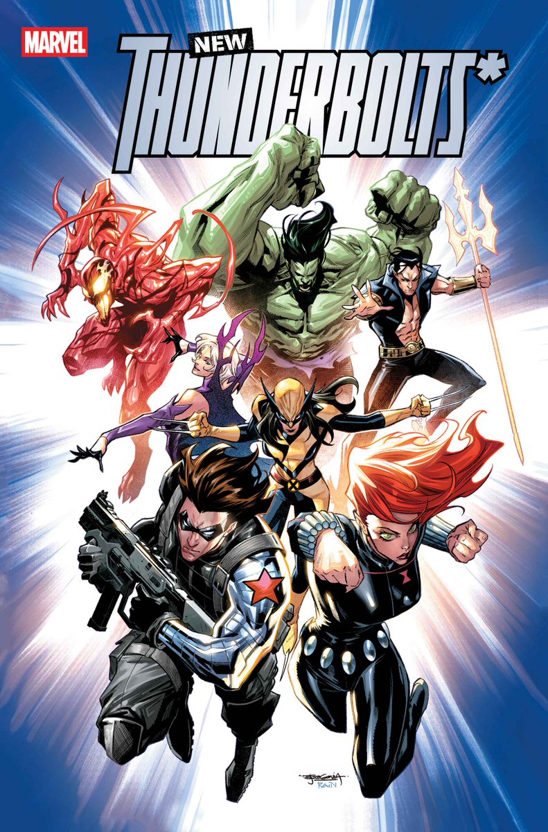 The Winter Soldier. Black Widow. Carnage. The Hulk. Namor. Clea. Wolverine. 

A new era of #MarvelComics' most lethal super team begins in a new ongoing series, 'New Thunderbolts*' by <a href="/samhumphries/">Sam "The Hammer" Humphries</a> and <a href="/tonlima_19/">Ton Lima</a>, coming this June. 🧵 ⬇️ 

🎨 Cover: <a href="/StephenSegovia/">Stephen Segovia</a>