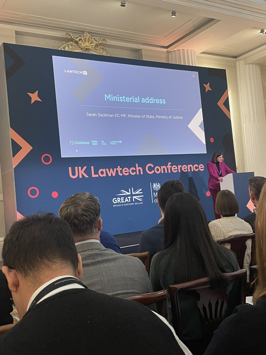 Great to spend the day at the UK legal tech Conference hearing from my favourite legal rockstars <a href="/sarahsackman/">Sarah Sackman KC MP</a> <a href="/Blacklawslaw/">Christina Blacklaws (she/her)</a> and <a href="/sadamsbhatti/">sophia adams bhatti</a>