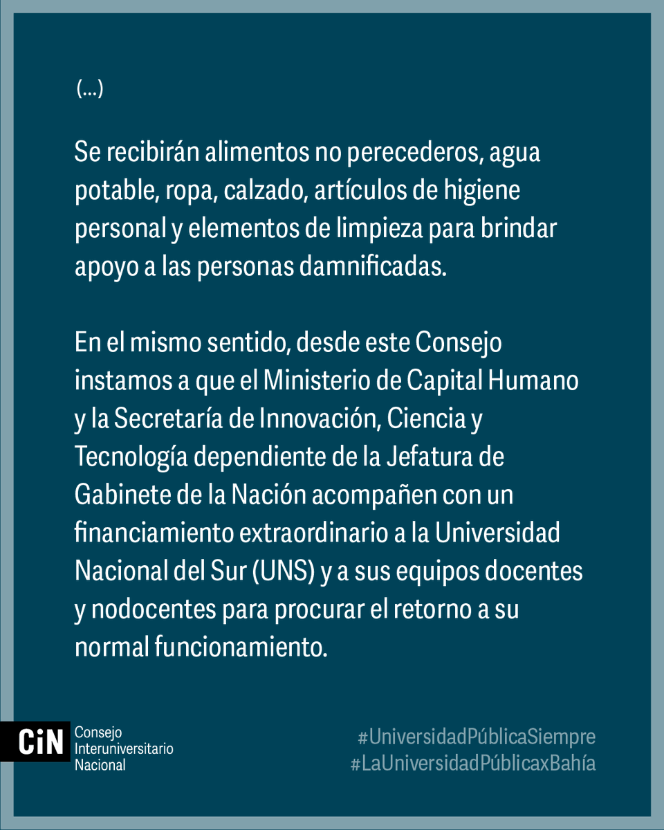 La universidad pública por Bahía 🤍
COMUNICADO DEL <a href="/CINoficial/">CIN</a> 

#LaUniversidadPúblicaXBahía
#UniversidadPúblicaSiempre