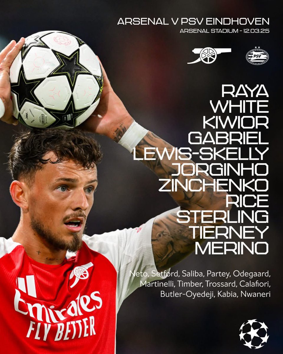 Arsenal_senegal's tweet photo. La compo contre PSV Eindhoven. Une équipe complètement remaniée. https://t.co/byNidFOsrf