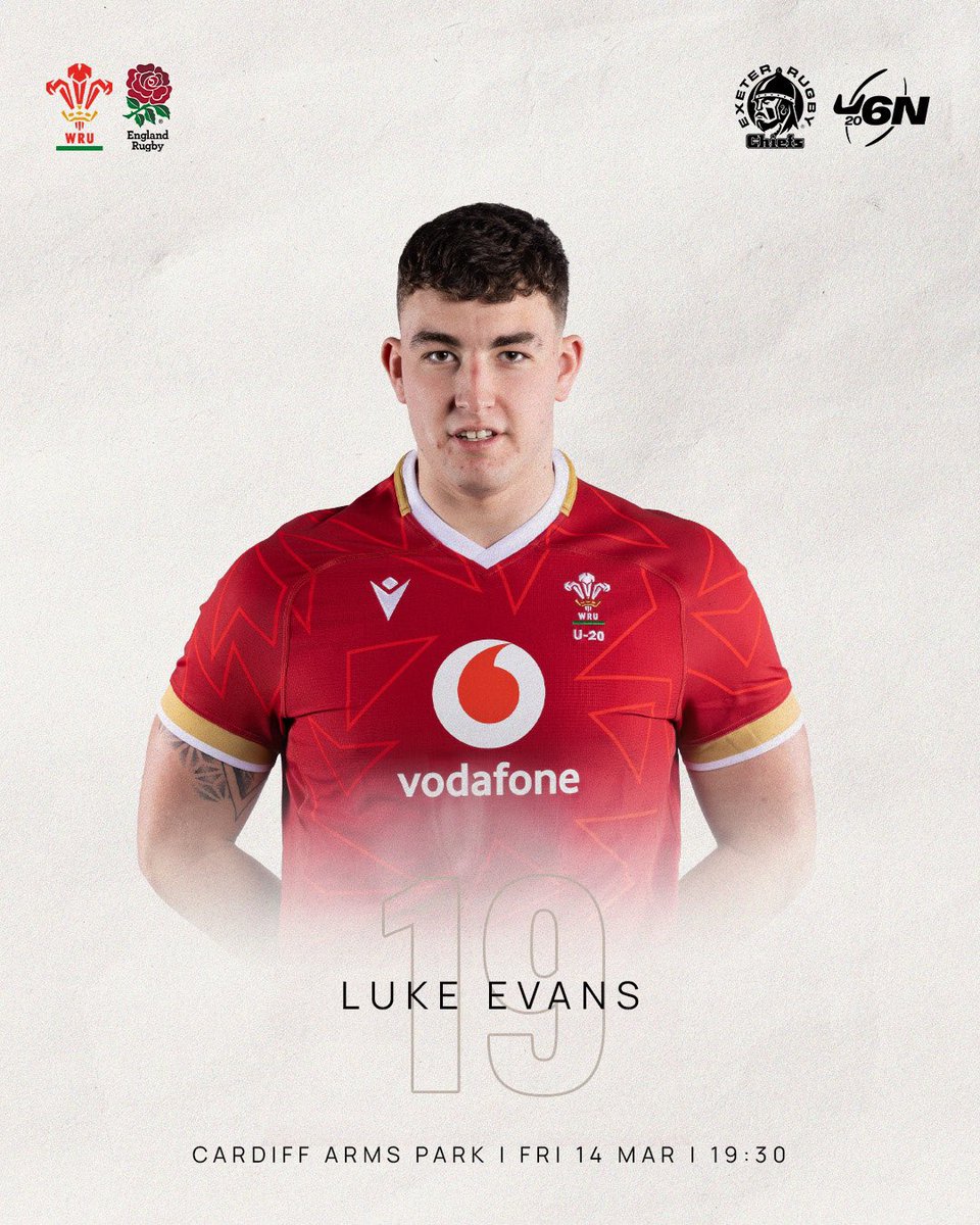 Exeter Chiefs (@exeterchiefs) on Twitter photo In action for <a href="/WelshRugbyUnion/">Welsh Rugby Union ๐ด๓ ง๓ ข๓ ท๓ ฌ๓ ณ๓ ฟ</a> U20 in the final round ๐ด๓ ง๓ ข๓ ท๓ ฌ๓ ณ๓ ฟ
Luke Evans is on the bench for their <a href="/SixNationsU20/">Six Nations Under-20s</a> clash with England ๐
#JointheJourney In action for <a href="/WelshRugbyUnion/">Welsh Rugby Union ๐ด๓ ง๓ ข๓ ท๓ ฌ๓ ณ๓ ฟ</a> U20 in the final round ๐ด๓ ง๓ ข๓ ท๓ ฌ๓ ณ๓ ฟ
Luke Evans is on the bench for their <a href="/SixNationsU20/">Six Nations Under-20s</a> clash with England ๐
#JointheJourney