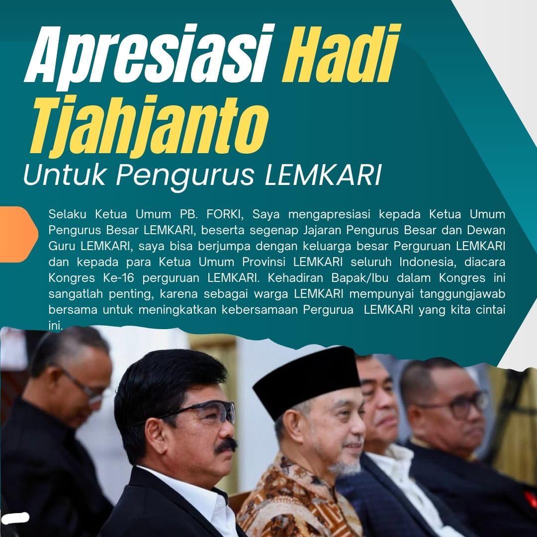 Apresiasi Hadi Tjahjanto untuk Pengurus LEMKARI

#HadiTjahjanto #JagaIndonesia #LEMKARI