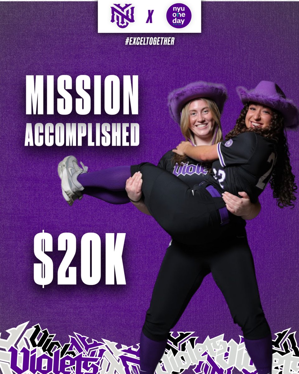CoachNic23's tweet image. 💜 $20K raised &amp;amp; a program fundraising record SHATTERED! 💜

Huge thank you to everyone who has contributed—you’re a part of something special!🫶

But we’re not done yet...NEW GOAL = $25K🎯 

Less than 9 hours to go! Let’s finish strong!💪

#ExcelTogether #NYUOneDay