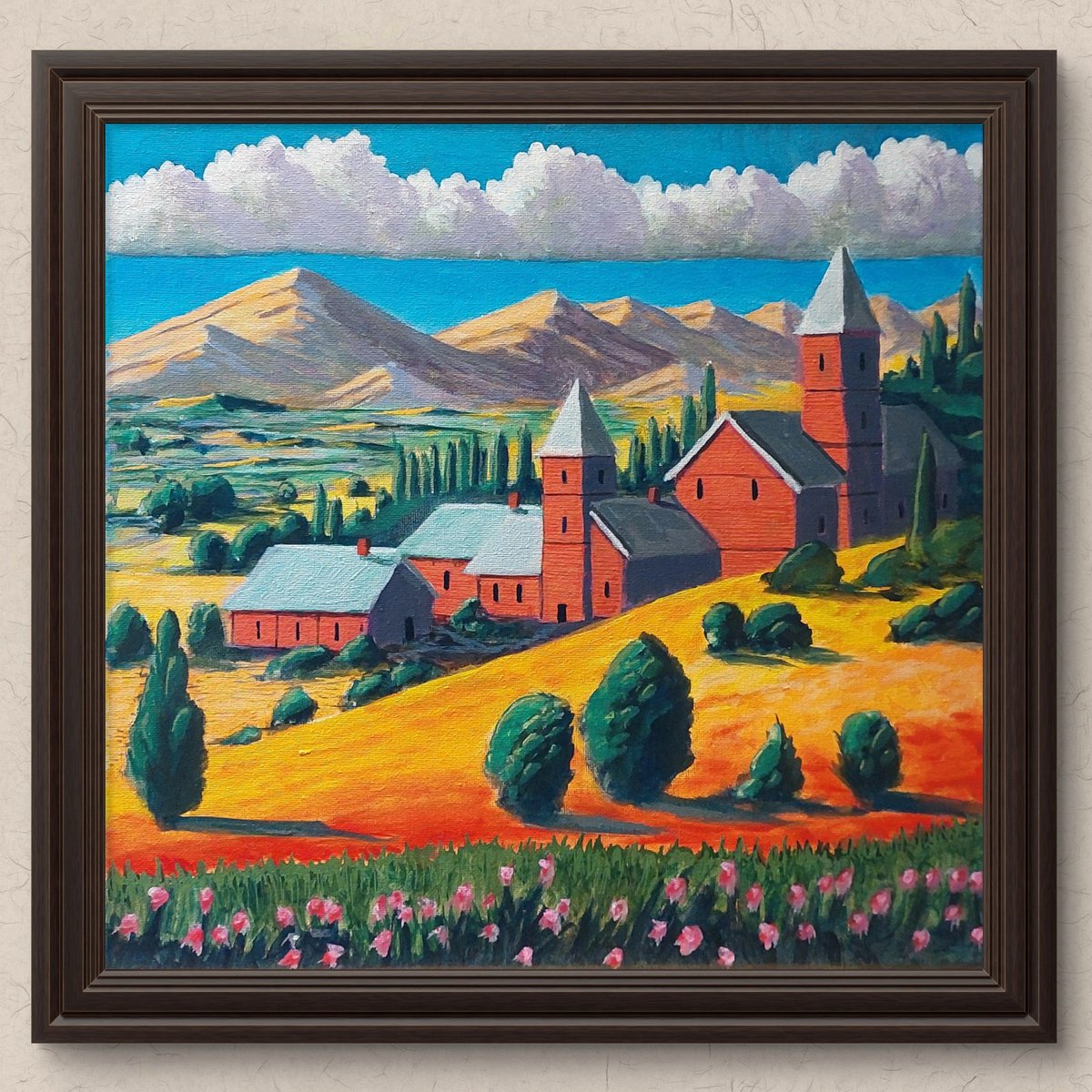 RyanJohnLove's tweet photo. Church in the Alberta countryside. 14x14 acrylic on canvas. A painting I did last year. https://t.co/Gfw8SGtk2q