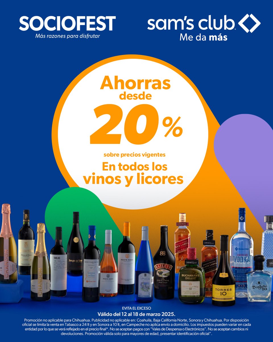 🎉 ¿Se va a armar o no se va a armar en este #SocioFest? 🍷 #MásRazonesParaDisfrutar 👉 bit.ly/VinosYLicoresS…  Comprando en línea recibe tu pedido en casa o recoge en Club Pickup.​

#SamsMeDaMás #VinosYLicores
